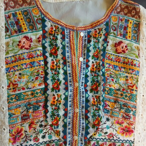 *Host Pick* Johnny Was Collection Petals Embroidered Eyelet Georgette Tunic, 2x - Picture 6 of 16